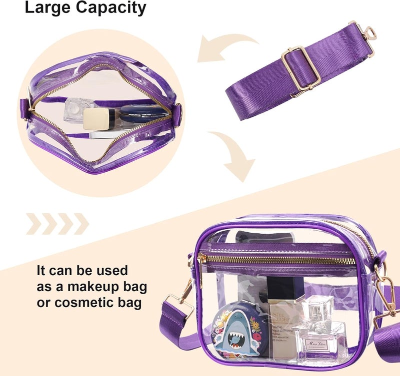 Fibrdoo Clear Bag Stadium Approved, Leather Clear Crossbody Purse Bag for Concerts Sports Events Festivals - Image 4